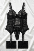 Floral Lace Corset & Garter Belt Lingerie Set