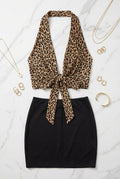 Leopard Print 2-Way Open-Back Bodycon Set