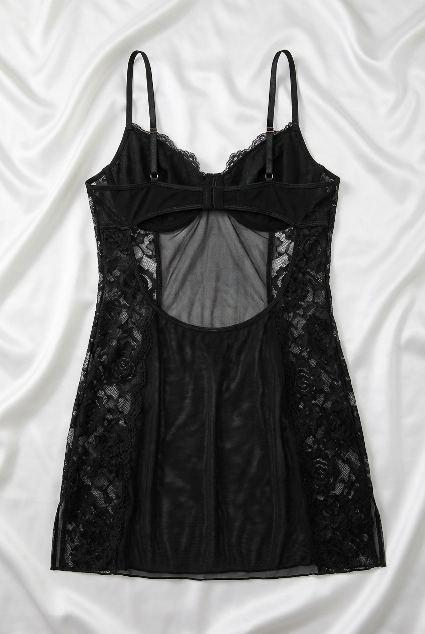 Floral Lace Open-Back Slip Dress