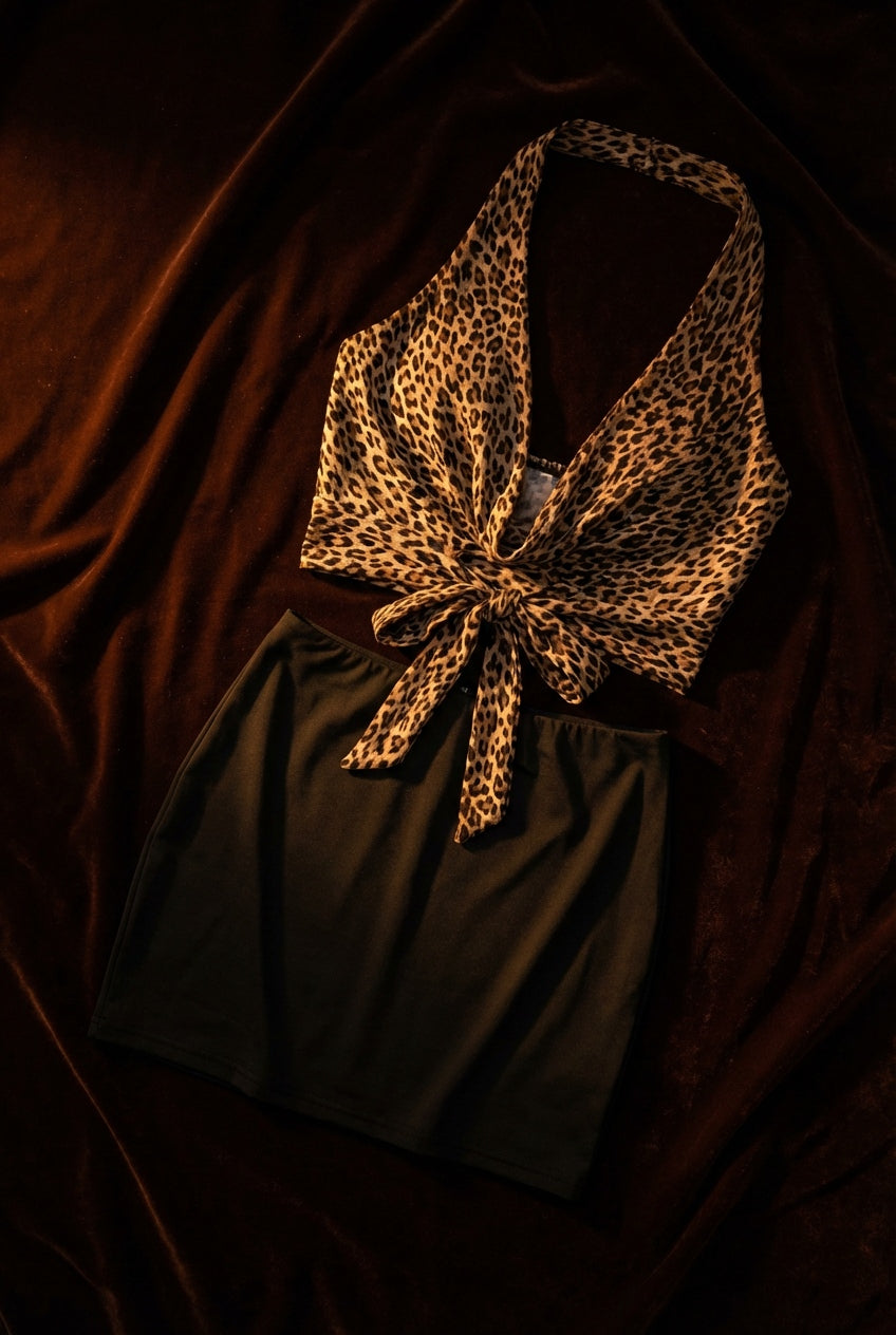 Leopard Print 2-Way Open-Back Bodycon Set