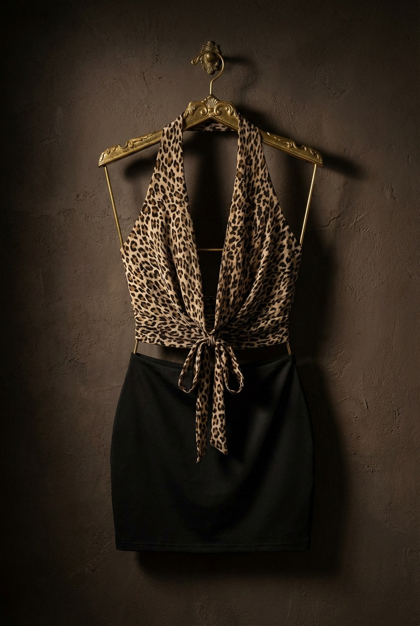 Leopard Print 2-Way Open-Back Bodycon Set