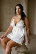 Deep-V Satin & Lace Slip Dress