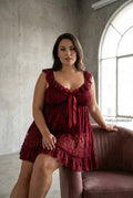 Velvet Temptation Sheer Lace Slip Dress — Plus Size